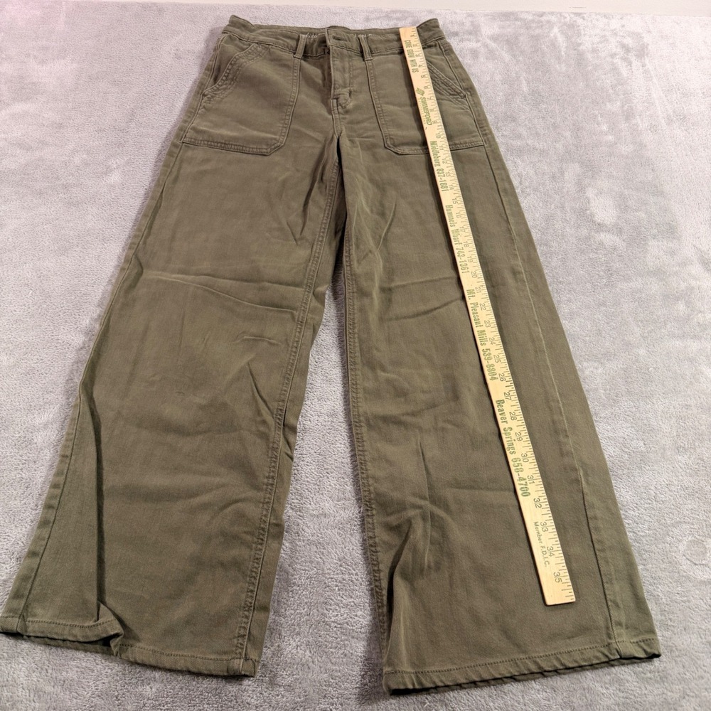 American Eagle Pants Womens 4 Green Super High-Rise Baggy Wide Leg Stretch Olive - Picture 2 of 11